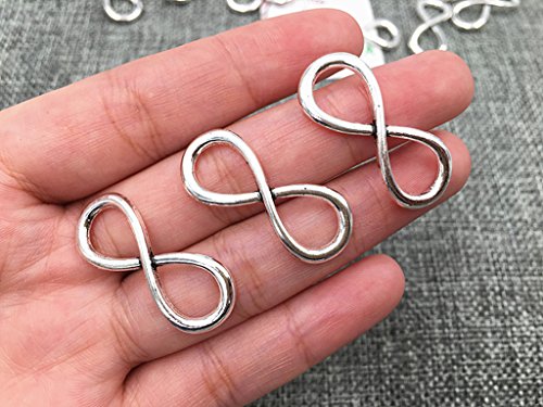 ALIMITOPIA Infinity Symbol Connectors Jewelry Making Charms Pendants - color: 8 Infinity Symbol-13*32mm-Antique Silver(50pcs)