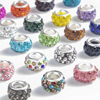 50 PCS Large Hole Crystal Charm Spacer Rhinestone Beads for Pens Making Bulk Jewelry Making Supplies DIY Crafts Bracelet(Green, 12mm) - color: green