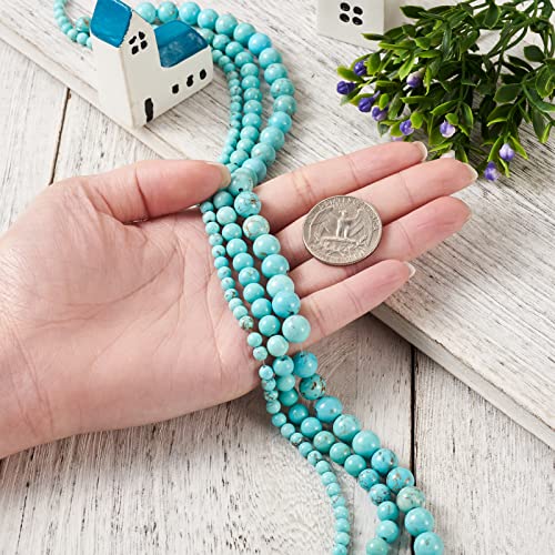 Cheriswelry 3Strands 4-9mm Natural Turquoise Beads Strands Round Natural Howlite Gemstone Beads Gemstone Loose Spacer Beads for DIY Earring Bracelet Necklace Jewelry Making - color: Natural Howlite