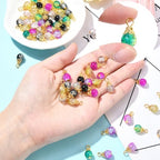 Ipotkitt 100 Pcs Crackle Glass Round Bead Charms Colorful Drop Crystal Bead Charms Mini Dangle Beads for Jewelry Making DIY Necklace Earring Accessory - color: 100pcs-Crackle Glass Charms-15~15.5mm