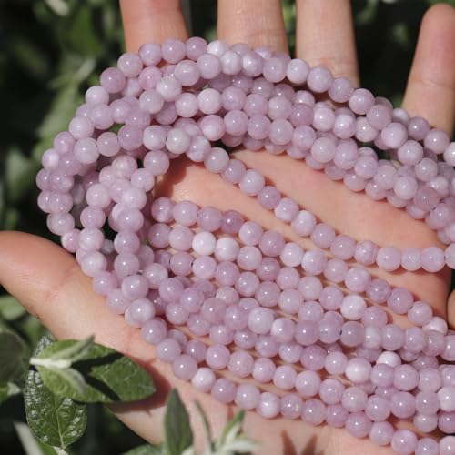 6mm Natural Stone Beads 65pcs Pink Chalcedony Polished Round Smooth Crystal Loose Gemstone Beads for Jewelry Making DIY Bracelet Necklace Earring Crafts Supplies - color: Pink Chalcedony 1 strand-65pcs