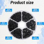 Qianyu 970Pcs Black Open Jump Rings Set - Assorted Sizes 4/5/6/7/8/10mm Chainmail Rings for Jewelry Making Bracelet Earrings Repair