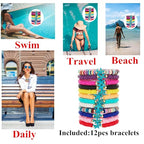 12pcs Friendship Bracelets Beaded Bracelets Heishi Bracelet Cute Bracelets Stack Vinyl Clay Disc Bead Surfer Stretch Summer Beach Bracelets For Women Preppy Bracelets - color: Q