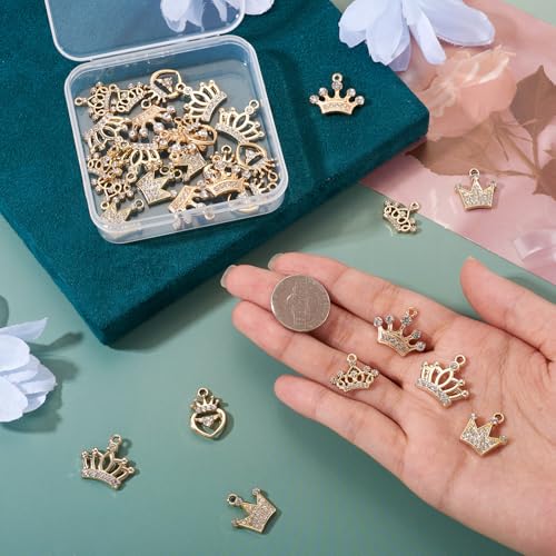 Craftdady Crystal Rhinestone Pendants Butterfly Heart Rhombus Bowknot Earring Charms Alloy Enamel Metal Pendants Light Gold Bracelet Charms for DIY Craft Necklace Jewelry Making - color: Golden 5 Style