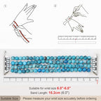 Newlibery Natural Stone Bracelet Beaded-Band Women Compatible with Apple Watch 42mm(S3/2/1) 44/45/46/49mm Feminine Handmade Stretch Strap for iWatch Series 11/10/9/8/7/6/5/4/3/2/1 SE 3/2/1 Ultra1/2/3 - color: B3 Blue Green, size: 46(S10/11)/49/45/44/42mm(