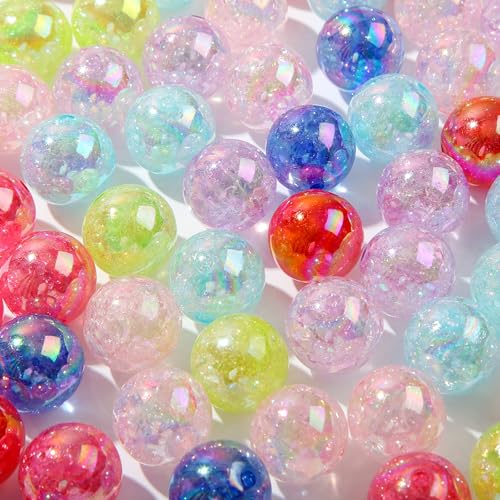 20mm Acrylic Crackle Beads 60pcs Chunky Bubblegum Bead Colors Pen Beads for Jewelry Making Bracelet Necklace Craft Making Supplies(60pcs Crackle) - color: Crackle