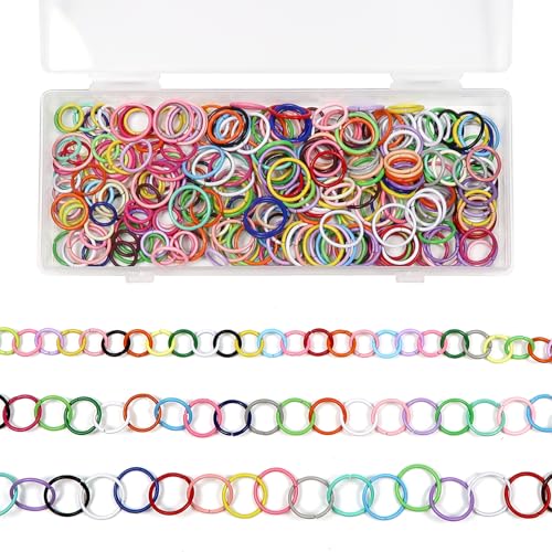 TOAOB 300pcs Colored Jump Rings Mixed Size 8mm 10mm 12mm Open Jump Rings Connectors for Keychains Earrings Necklace Jewelry Making