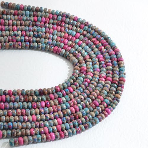 5x8mm Natural Rondelle Beads – Loose Gemstone Spacers for DIY Jewelry Making (Imperial Jasper) - color: Imperial Jasper, size: 5x8