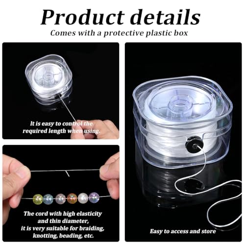 1 Roll 0.8MM Crystal Elastic Strings TPU Thread White Clear Stretch Flat Round Sturdy Transparent Arts Sewing Accessories Cords for Jewelry Making Beading Bracelet Necklace Diy Craft Supply - size: 0.8mm 87.49 Yards