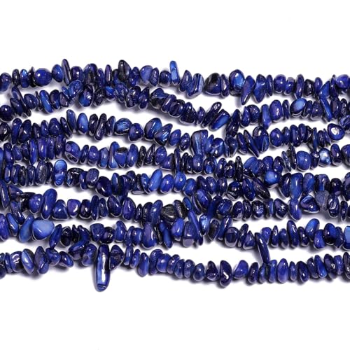 Chip Shell, 260pcs 5-8mm Irregular Shell Beads with Holes, Royal Blue Shell & Lapis Lazuli Like Chip Beads for Jewelry Making - color: Blue