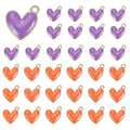 MECCANIXITY Enamel Alloy Heart Charm, Valentine Heart Pendants Love Jewelry Making Charm for DIY Necklace Bracelet Earrings Keychain - color: Purple/Orange