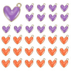 MECCANIXITY Enamel Alloy Heart Charm, Valentine Heart Pendants Love Jewelry Making Charm for DIY Necklace Bracelet Earrings Keychain - color: Purple/Orange