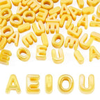 FASHEWELRY 50Pcs 20mm Big Vowel Letter Beads Golden Large Hole Acrylic Alphabet Beads for Bracelets Making, UV Plating Iridescent 3D Slider Initials Bead for Keychains Making - color: Golden