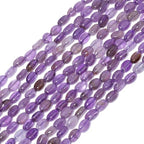 70pcs Natural Amethyst Stone Beads，4x6mm Egg Shape Loose Gemstone Beads for Jewelry Making Design Earring Necklace - color: amethyst