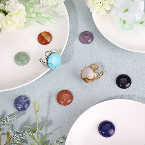 SUPERFINDINGS 16 Styles Half Round Gemstoness Cabochon 20mm Flat Back Stones Beads Quartz Crystal Cabochons for Bracelet Necklace Jewelry Making - size: 20mm