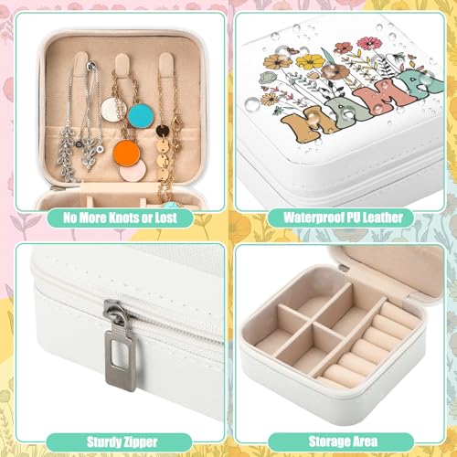 Kacctyen 12 Pcs Mini Mama Wildflowers Travel Jewelry Case Bulk Mother's Day Church Gifts for Mom Women Mama Gifts for Secretary Leather Travel Jewelry Case - color: multicolor