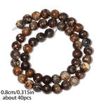 Stone Beads, 45pcs Brown Dragon Vein Agate, 8mm Round Loose Beads for Jewelry Making, Bracelets, with Bag, String & Card - color: Brown Dragon Vein Agate, size: 8mm