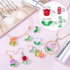 PAGOW 160PCS Tulip Flower Beads Glass Translucent Bracelet Beads Colorful Handcrafted Crystal Loose Glass Beads for Spring Summer Valentines Wedding DIY Jewelry Making Gifts - color: Tulip-160pcs Bright Colors