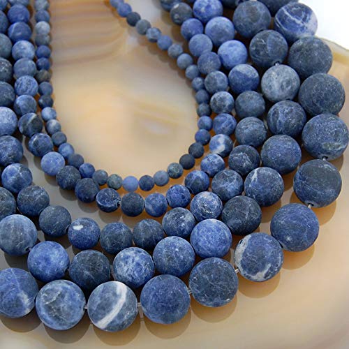 Natural Matte Gemstone Round Spacer Beads (4mm, Blue Sodalite) - color: Blue Sodalite, size: 4mm