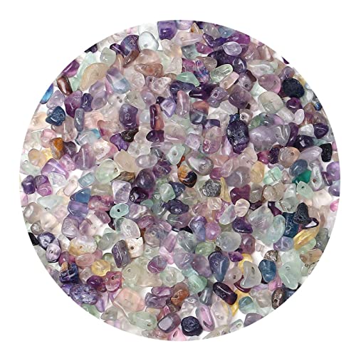 LAIDANLA Fluorite 400pcs Natural Chip Stone Beads 5-8mm Healing Crystal Irregular Gemstones Drilled DIY Loose Rocks Bead Crystal for Bracelet Earrings Necklace Jewelry Making Crafting - color: I-Fluorite