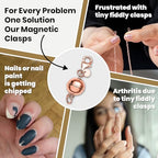 Magnetic Clasps for Necklaces in 925 Sterling Silver Magnetic Necklace Clasp 14K Rose Gold Plated Round Jewelry Lock with Lobster Clasp Women 2.50 Grams Gifts - color: Rose Gold