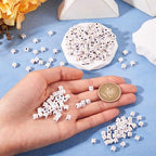FASHEWELRY 500Pcs White Golden Letter Beads 4.5mm Square Alphabet Beads Acrylic Cube Letter P Beads for Friendship Bracelet Necklace Keychains Jewelry Making - color: Letter P