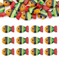 Pandahall 12Pcs Lampwork Striped Fish Glass Beads Handmade 3D Cute Cartoon Fish Beads 20x12mm Crystal Ocean Sea Animal Bead Loose Spacer Bead for DIY Bracelet Necklace Earring Jewelry Making (Red)