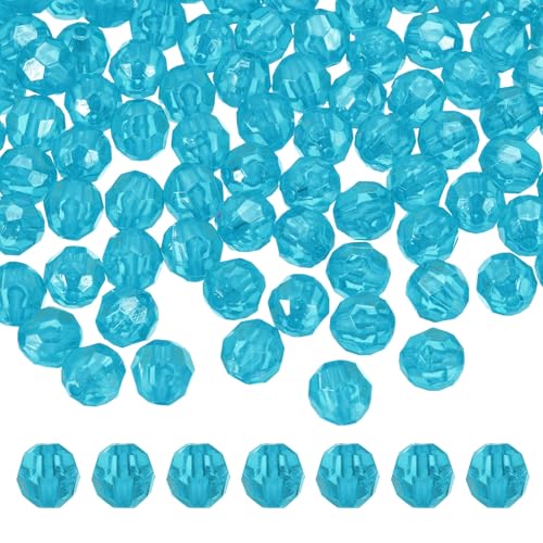 MECCANIXITY 400pcs Czech Faceted Bicone Beads 8mm Glass Spacer Bead Bulk for Jewelry Making & DIY Craft, Deep Lake Blue - color: Deep Lake Blue