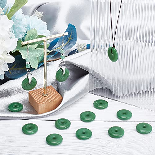 NBEADS 30 Pcs Lampwork Donut Beads, 23x5.5mm Flat Round Imitation Jade Donut Stone Beads Pendants Large Hole Disc Crystals Beads for Jewelry Making, Hole: 4mm - color: 30 Pcs Green Lampwork Beads