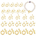 PH PandaHall 50 Sets 14K Gold Toggle Clasps, Flower Ring T-Bar Jewelry Clasps Tibetan Style Closure Gold Filled Clasp for Necklace Bracelet Jewelry Making DIY Craft, 5 Styles