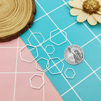 80 Pcs 4 Sizes Hexagon Open Bezel Blank Open Back Bezel Pendants Metal Frame Open Bezel Linking Ring for Dangling Earrings Necklace UV Resin Crafts DIY Jewelry Making (Silver) - color: Hexagon-silver