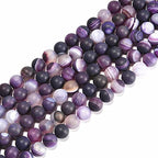 6mm Purple Stripe Agate Matte Round Natural Gematone Loose Beads for Jewelry Making DIY 1 Strand 15" - color: Matte Purple Stripe Agate, size: 6mm