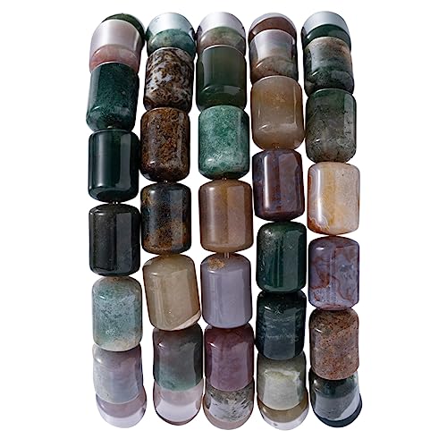 Natural Indian Agate Cylinder Tube Beads 10x14mm 38cm/str Loose Semi Gemstone Stone Beads for Making Bracelets Necklace - color: Indian Agate