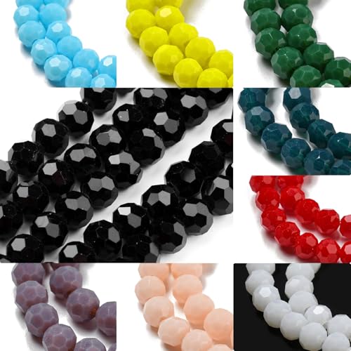 Perlin Czech Bohemian Crystal Glass Beads Faceted Round 4mm 90 Pieces Loose Spacer 1 Strand Beads for DIY Jewelry Earrings Necklace Bracelet Making (Cobalt Opaque) - color: Cobalt Opaque