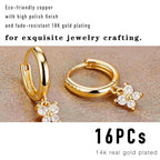 stino 16Pcs Huggie Earring Hooks for Jewelry Making, Brass Hoops Earring Clasps, Findings & Supplies (14K Gold Plated) - color: 14K Gold Plated