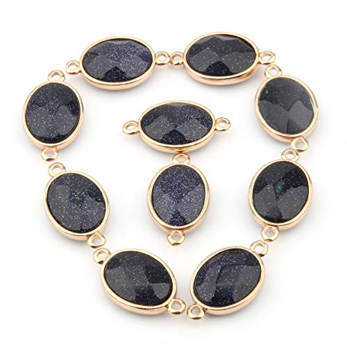 QSLLER 10 Pcs Natural Stone Connectors,Faceted Egg Shape Natural Semi-Precious Stone Pendant Charms DIY for Necklace or Jewelry Making