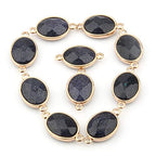 QSLLER 10 Pcs Natural Stone Connectors,Faceted Egg Shape Natural Semi-Precious Stone Pendant Charms DIY for Necklace or Jewelry Making