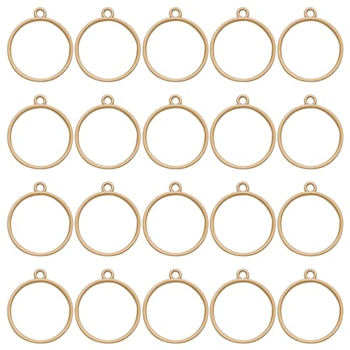 Open Bezels for Resin,50pcs Hollow Frame Pendants Round Open Frame Pendant Opens Bezel Pendants Blank Resin Pendant for Jewelry Making,DIY Resins Crafts(K Gold) - color: K Gold;Round
