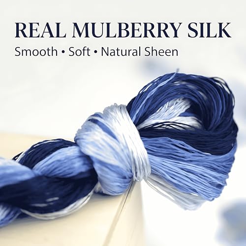 8 Skeins Mulberry Silk Floss Embroidery Thread Floss-Cross Stitch Threads China Silk Woven Jewelry Threads DIY Sewing Kits (10) - color: 10