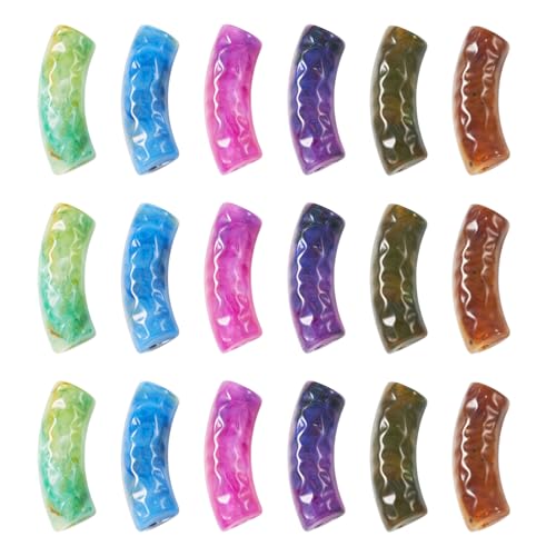 Spritewelry 30 pcs Acrylic Curved Tube Beads Long Chunky Bangle Bamboo Tube Bracelet Beads Imitation Gemstone Curved Beads for Jewelry Making Friendship DIY Crafts - color: Purple-Opaque