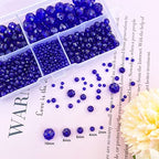 1000pcs Blue Crystal Rondelle Beads Faceted Briolette Glass Beads 2mm 4mm 6mm 8mm 10mm Round Spacer Beads for Jewelry Making with Container Box - color: Blue
