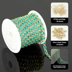 YOUBEIYEE 6.6 Feet Gold Plated Brass Chain on Spool Green Enamel Cable Chain Necklace DIY Jewelry Chains Bulk with Jump Rings and Lobster Clasps - color: Green