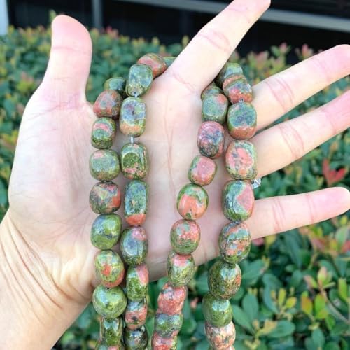 Adabele 45 Inch Natural Unakite Jasper Gemstone Tumbled Round Nugget Loose Beads 10mm-13mm Gem Stone Spacer for Craft Jewelry Making GZ4-10 - color: Unakite, size: 45 Inch/3 Strands