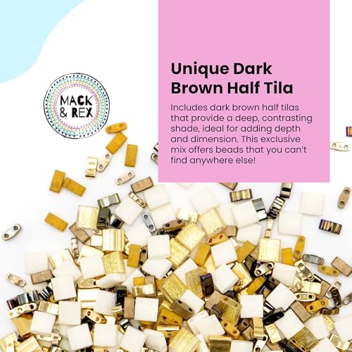 Mack and Rex Tila Bead Mixes (Gold Digger), and Quarter Tila – 24K Plated Tilas, Clear Tila with Glitter, Cream Metallic Brown Tila and Dark Brown - color: Gold Digger, size: 25 Gram Bag