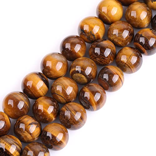 GEM-Inside Natural 16mm Large Tiger Eye Gemstone Loose Beads Round Crystal Energy Stone Power for Jewelry Making 15'' - color: Yellow Tiger Eye, size: 16mm