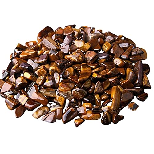 Natural 500 pcs Tiger Eyes No Hole Undrilled Irregular Chip Gemstone Beads Rock Gravel Crystal Tumble Minerals Gravel Specimen Energy Decorative Stone Fish Tank Stone - color: Tiger eyes