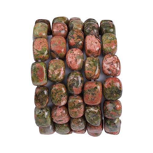 BEADIA Natural Unakite Cuboid Stone Loose Semi Gemstone Beads for Jewelry Making 8mmx12mm 38cm/Strand - color: Unakite, size: 8mm X 12mm