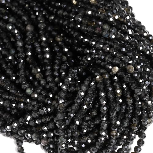 180pcs 2mm Natural Black Striped Agate Gemstone Beads Faceted Round Loose Stone Beads for Jewelry Making - color: Black Striped Agate, size: 1.9-2.4mm