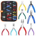 Keadic 8Pcs 4.5” Jewelry Pliers Set Contains Round Nose Pliers, Needle Nose Pliers, Bent Nose Pliers, Wire Cutters, Crimping Pliers, Nylon Pliers, End Nippers, Bail Making Pliers for Jewelry Making