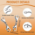 Grevosea 4 Pieces Double Lobster Clasp Extender, Stainless Steel Lobster Claw Clasps Double Claw Connector Bracelet Necklace Extender for DIY Jewelry Making Women and Girls Gifts(Silver) - color: 4pcs
